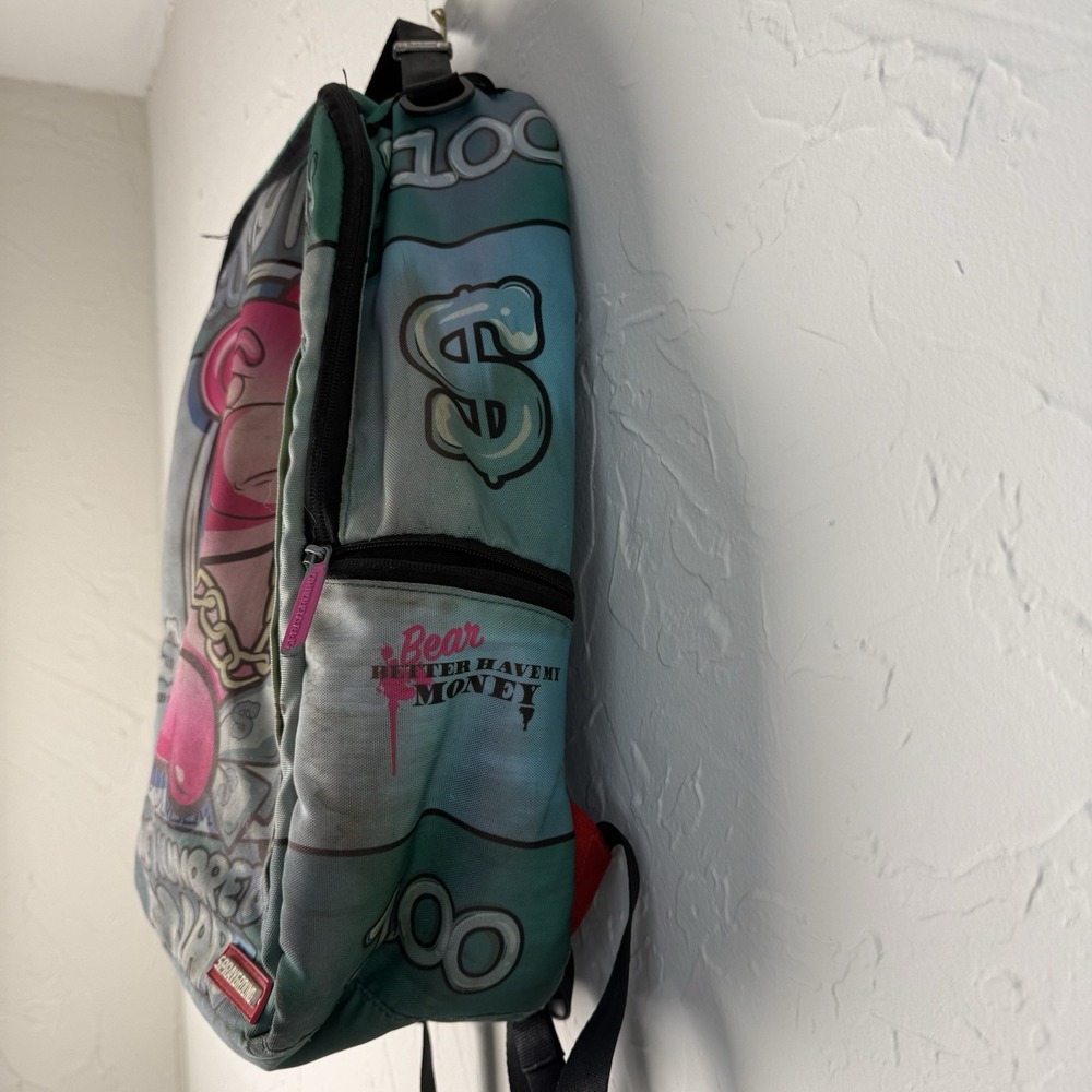Sprayground Gummy Money Backpack Limited Edition Pink Bear Money Graphic Rare - Picture 4 of 13